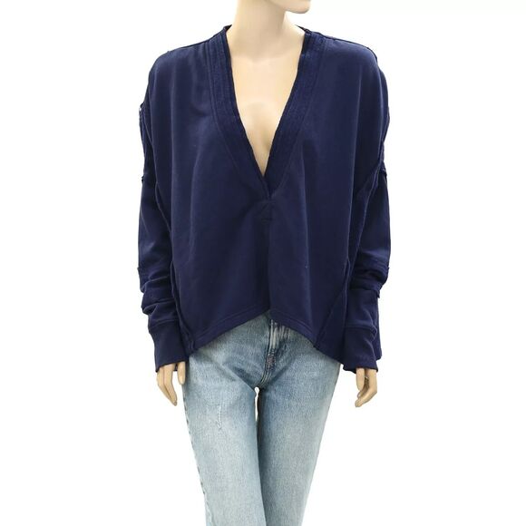 Free People Darcy Sweatshirt Top Oversized Solid Slouchy Ribbed Comfy S 273128 - Picture 4 of 8